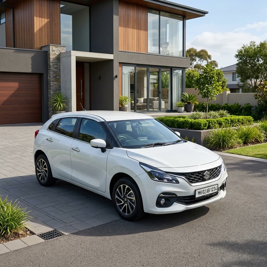 Maruti Baleno (White) self-drive rental in Kompally Hyderabad
